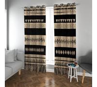 Rideaux Vintage rustiques occultants Rideaux géométriques en Losange et Triangle pour Salon Cuisine lavables à la Machine Isolants Thermiques 2 Panneaux (W140xL200cm chacun)