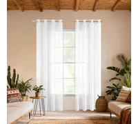Rideaux Voilage 240 x 240 cm Anti UV Tulle Rideau Transparent à Oeillets Décoration Interieur Rideaux Voilages Porte Fenetre Intérieurs Passe Tringle, Blanc