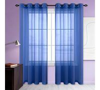 Rideaux Voilage 240 x 240 cm Rideau à Oeillets Rideau de Fenêtre Doux et Esthétiques Rideaux Voilages Porte Fenetre Intérieurs Passe Tringle, Bleu Foncé