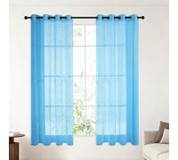 Rideaux Voilage 240 x 240 cm Semi Transparent Draperies Intérieur Fenetre Doux et Esthétiques Rideau de Fenêtre pour Portes de Balcon Salon Chambre à Coucher, Bleu Ciel
