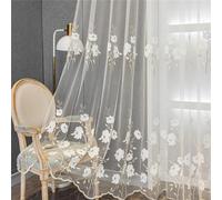 Rideaux Voilage Lot de 2 à Oeillet Rideau Semi-Transparent intérieurs pour Chambre Salon la DécorationBroderie Blanche L140 x H260cm