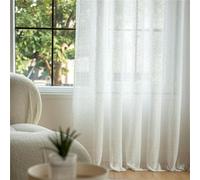 Rideaux Voilage Lot de 2 à Oeillet Rideau Semi-Transparent intérieurs pour Chambre Salon la DécorationBlanc L270 x H240cm