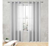 Rideaux Voilage Transparent 160 x 280 cm Transparen Lumineux Voilages Semi Transparent Jolis Rideaux Voilages Porte Fenetre Intérieurs Passe Tringle, Gris Clair