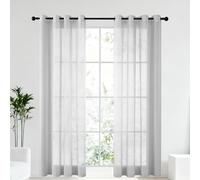 Rideaux Voilage Transparent 240 x 240 cm Polyester Voile Transparent Décoratif Décoration Interieur Élégants Décoration de Maison Chambre Salon Fenêtre, Gris Clair
