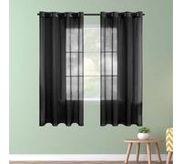 Rideaux Voilage Transparent 240 x 240 cm Semi Transparent Rideaux Modernes Décoration Interieur pour de Salon Chambre Cuisine Baie Vitrée, Noir