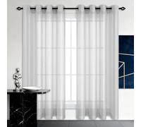 Rideaux Voilage Transparent 800 x 190 cm Demi Transparent Oeillets Voilages Intérieurs Doux et Esthétiques Rideau de Fenêtre Salon Chambre Cuisine Baie Vitrée, Gris Clair