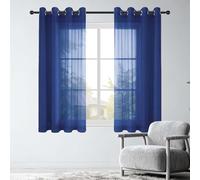 Rideaux Voilages 240 x 240 cm avec Oeillets Fenêtre de Salon Moderne Design Moderne pour Fenetre Chambre Adulte, Bleu Foncé