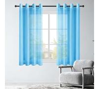 Rideaux Voilages 240 x 240 cm avec Oeillets Fenêtre de Salon Moderne Design Moderne pour Fenetre Chambre Adulte, Bleu Ciel