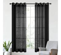Rideaux Voilages 240 x 240 cm Translucide Voilages Intérieurs Effet Moderne pour Chambre et Salon, Noir
