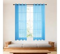 Rideaux Voilages 240 x 240 cm Transparen Lumineux Oeillets Voilages Intérieurs Élégants Décoration Balcon Placard, Bleu Ciel