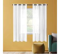 Rideaux Voilages 240 x 240 cm Transparent à Oeillets Voilages Intérieurs a Oeillets Décoration de Maison D'Intérieur de Fenêtre de Salon Moderne Chambre Cuisine Balcon, Blanc