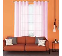 Rideaux Voilages à Oeillets 240 x 240 cm Effet Décor de Maison Lumière Filtrer Souple Rideaux Salon Intérieurs Beaux pour Salon Chambre Adulte Garcon Bureau, Rose