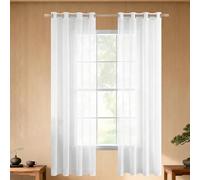 Rideaux Voilages à Oeillets 240 x 240 cm Oeillet Oeillet Rideau Semi Design Moderne D'Intérieur de Fenêtre Salon Chambre Cuisine Enfant Balcon Dressing, Blanc