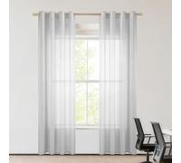 Rideaux Voilages à Oeillets 240 x 240 cm Transparen Lumineux Voilages Intérieurs avec Oeillets Décoration Interieur Rideaux Porte Fenetre Intérieurs Passe Tringle, Gris Clair