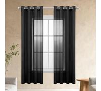 Rideaux Voilages Oeillet 240 x 240 cm Polyester Voilages Intérieurs a Oeillets Doux et Esthétiques Rideau de Fenêtre pour Porte Cuisine Chambre Enfant, Noir