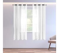 Rideaux Voilages Oeillet 240 x 240 cm Semi Transparent Salon Fenetre Doux et Esthétiques pour Fenetre Chambre Maison Salon Interieurs, Blanc