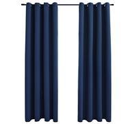Vidaxl Rideaux Occultants Avec Anneaux En Mã©Tal 2 Pcs Bleu 140x245 Cm
