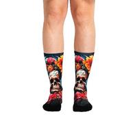 Ridefyl Chaussettes Sport Cyclisme et CrossFit - Hauteur Crew - Respirantes, Compression Anatomique - Homme Femme - Designs Originaux - 41-46 (The Skull)