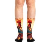 Ridefyl Chaussettes Sport Cyclisme et CrossFit - Hauteur Crew - Respirantes, Compression Anatomique - Homme Femme - Designs Originaux - 41-46 (El Gallo)