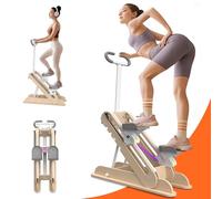 RIDEONMOP Steppers pour l'exercice à la maison, escalier pliable pour entraînement complet du corps, machine d'entraînement d'escalier cardio vertical avec pédales de guidon réglables, pente et