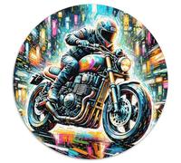 Rider de Moto 1000 Pièces Puzzle Rond Classiques Cool Sports Jouets Éduchatifs Cadeau Unique pour Adultes Et Enfants 1000pcs (67.5x67.5cm)