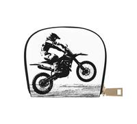 Rider Racing Car Sac de rangement en cuir PU pour femme avec clip pour cartes de crédit, fermeture éclair, blanc, Taille unique
