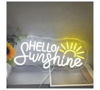 Riderai enseigne lumineuse au néon Bonjour Sunshine pour enseignes au néon pour alimentation pour USB réglable 20 cm x 38 cm