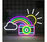 Riderai enseigne lumineuse au néon Caméra arc-en-ciel Sunshine pour enseigne au néon, lumières LED, décoration de chambre, 42 cm x 30
