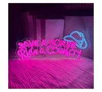 Riderai enseigne lumineuse au néon D'Ambiance Apaisante Lampe Enseigne Au Néon Save A Horse Ride A Cowboy avec Chapeau Lumière pour Chambre, Bar