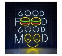 Riderai enseigne lumineuse au néon Décoration lumineuse au néon Good Food Mood pour enseigne Burger LED Light 38cmx28cm
