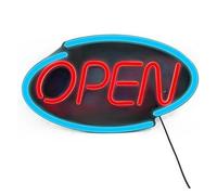 Riderai enseigne lumineuse au néon Décoration lumineuse au néon ouverte pour enseignes, luminosité réglable panneau bienvenue lettre 25 cm x 45(Bleu)