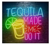Riderai enseigne lumineuse au néon Enseigne lumineuse « Tequila Made Me Do It » néon pour bar à cocktails, pub, événement, fête, 58 cm