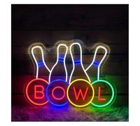 Riderai enseigne lumineuse au néon Lumières néon de bowling à luminosité réglable 39 cm x 53