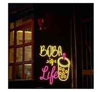 Riderai enseigne lumineuse au néon Néon Enseignes lumineuses Decor Enseigne Au Boba Is Life Bubble Milk Tea