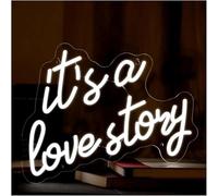 Riderai enseigne lumineuse au néon Pour LED pour enseigne au néon «It's A Love Story» pour mariage, fiançailles, enterrement de vie jeune 39,88cm x 29,38cm