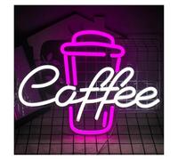 Riderai enseigne lumineuse au néon Pour néon lumière tasse à café enseigne lumineuse LED fête mariage boutique anniversaire réunion salle murale personnalité art décoration murale(F)
