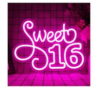 Riderai enseigne lumineuse au néon Sweet 16 enseigne au néon lumière LED à intensité variable pour USB