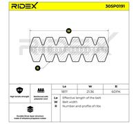 RIDEX 305P0191 Courroie Poly-V