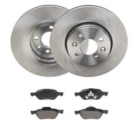 RIDEX 3405B2058 Set d'essieu Disques et plaquettes de freins Avant avec accessoires avec feuille collante avec clip de piston avec tôle anti-bruit Compatible avec RENAULT