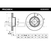 RIDEX 82B0833 Disque de frein