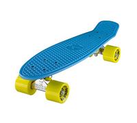 Ridge Skateboards 22" Original Mini Cruiser Skate 55cm Skateboard Planche a Roulettes Complète en 90 couleurs Bleu/Jaune