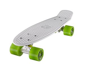 Ridge Skateboards 22" Original Mini Cruiser Skate 55cm Skateboard Planche a Roulettes Complète en 90 couleurs Blanc/Vert