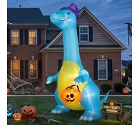 RIDGEPOLE Décorations de dinosaures gonflables bleues pour Halloween, 3,7 m, décorations de cour gonflables pour Halloween, lumières LED intégrées, décoration de fête de vacances, pour cour/pelouse