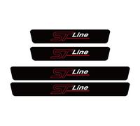 RIDGOEL 4 Pièces Protection Seuil de Porte de Voiture pour Ford Focus EcoBoost Mondeo Kuga Pickup F150 Ranger MPV Autocollant en Cuir de Fibre de Carbone Plinthes pour Auto Accessoires St-Line