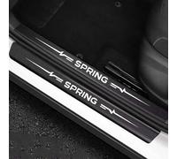 RIDGOEL 4 Pièces Protection Seuil de Porte de Voiture, pour Renault Dacia Spring Autocollant en Cuir de Fibre de Carbone Plinthes pour Auto Protection de Peinture de Seuil de Porte de Voiture