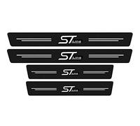 RIDGOEL 4 Pièces St Line Protection Seuil de Porte de Voiture pour Ford Focus EcoSport Kuga Mondeo Fiesta Puma, Autocollant en Cuir de Fibre de Carbone Plinthes pour Auto White