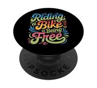 Riding A Bike is Being Free Freedom Biker Lifestyle - PopSockets PopGrip Adhésif