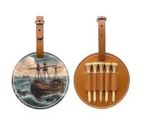 Riding The Waves Sac de rangement multifonction pour tee de golf pour homme, matériau PU durable Marron