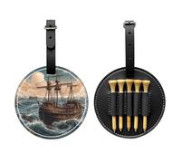 Riding The Waves Sac de rangement multifonction pour tee de golf pour homme, matériau PU durable Noir