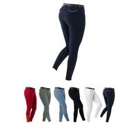 RIDING WORLD Pantalon d'équitation pour fille et garçon Alexandrie | Pantalon d'équitation avec genouillères en tissu | avec poches avant | Legging d'équitation bleu marine | Vêtements d'équitation